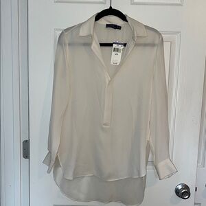 Ralph Lauren Cream Sheer Long-Sleeve Tunic